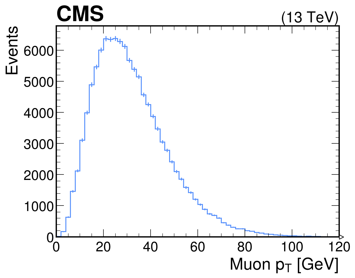 Muon transverse momentum histogram